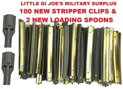 NEW USGI STRIPPER CLIPS WITH SPOONS 5.56/.223 LOTS OF 100 With @ Speed Loaders • $34.98