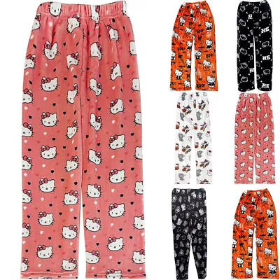 Ladies HelloKitty Pajamas Flannel Casual Home Pants Warm Trousers Lounge Bottoms • $24.49