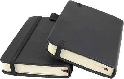 Pocket Notebook Small Hardcover Journal With Pen Holder Black 2 Pack NEW • $13.85