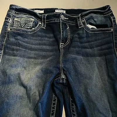 Vigoss Jeans Womens 16 X 26 Embroidered Capri Blue Dark Wash • $22.99