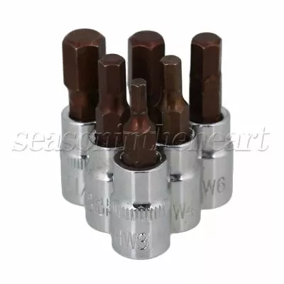 6PCS 1/4inch S2 Steel Allen Key Drive Metric Hex Bit Socket Set 3-8mm • $14.49