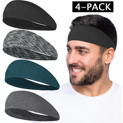 4 Pack Sport Headbands Men Women Head Sweatband Hair Band Gym Stretch Hair Wrap • $12.97