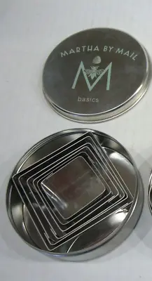 Martha By Mail Basics - Tin With 5 Nesting Square Cookie Biscuit Cutters • $49.99