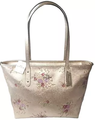 Coach F38829 City Zip Tote~ Floral Bundle Print Platinum Multicolor MSRP $350 • $145