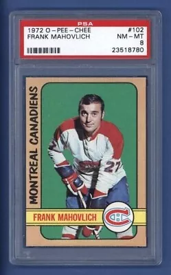 1972-73 O-PEE-CHEE #102 FRANK MAHOVLICH PSA 8 NM-MT Montreal Canadiens HOF • $230.83