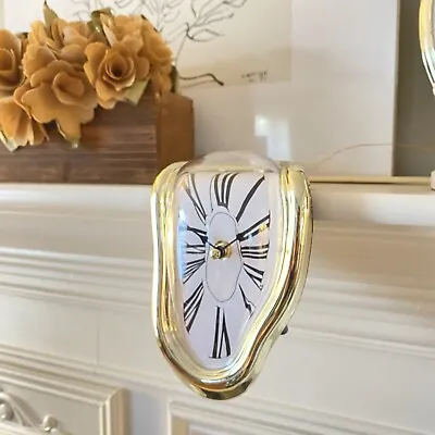 Dali Surrealist Melting Twist Clock Modern Decorative Mantle Clock Gold • $16.99