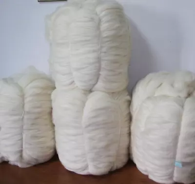 30 Lbs White Merino WOOL ROVING BULK Natural Undyed Felting Spinning Chunky Yarn • $199