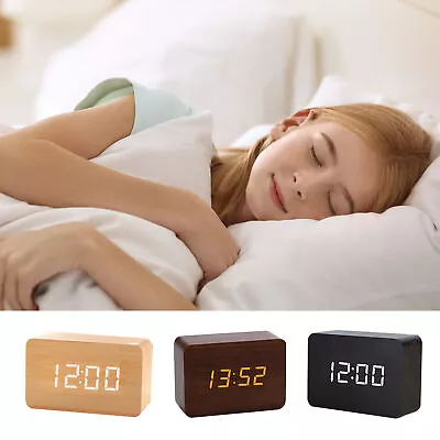 Digital Wooden Alarm Clock Electric Bedroom Desk Clock Weekday/Weekend Mode  • $21.99