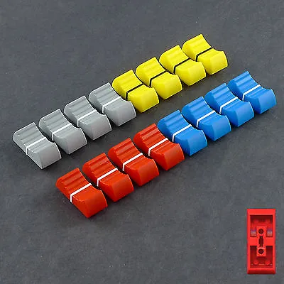 MIXER SLIDER Fader Knobs 4mm Fit X 16 - Red Blue Grey And Yellow • £9.95