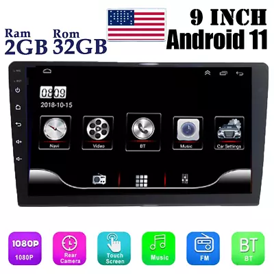 Car MP5 Stereo Player Android 11 9in 2+32GB GPS Navigation WIFI Bluetooth HD SWC • $56.04