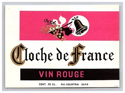 Cloche De France Vin Rouge Red Wine Bottle Bell Grapes Label Vintage • $18.95