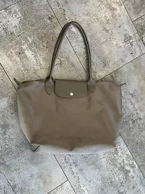 Longchamp Le Pliage Large Olive Green Tote Bag Purse Nylon Leather • $40