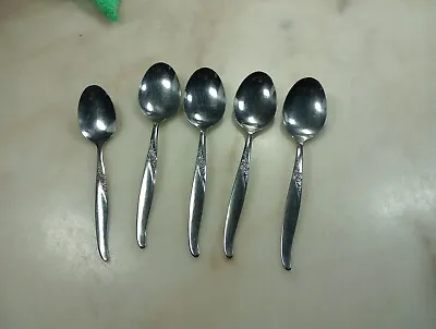 WM A Rogers Premier Stainless Oneida Ltd La Rose 5 Pc 4 Spoons 1 Teaspoon. • $12