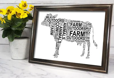 £5 • Buy Personalised COW Word Art A4 Print Home Decor Gift Animal Farm
