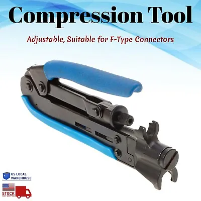 Adjustable Compression Tool RG59 RG6 RG11 F Connectors Ratchet Crimper Coaxial • $17.99