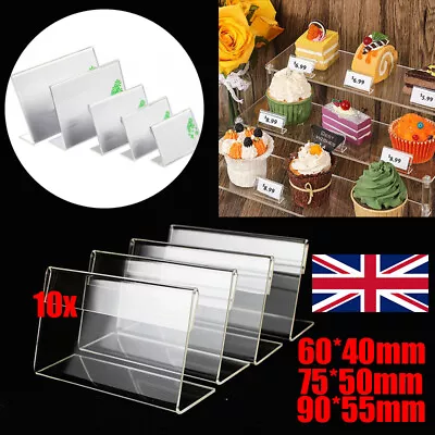 10PCS S/M/L Clear Acrylic Sign Display Holder Name Card Label Price Stands Tags • £5.46