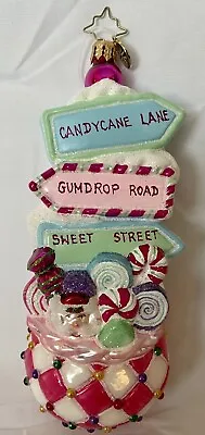 Christopher Radko Ornament Sweet Street Treat 6” Candy Cane Lane Pink Glass • $87.99