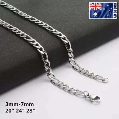 $5.95 • Buy Wholesale 316L Stainless Steel Silver Curb Figaro Chain Necklace Mens & Womens