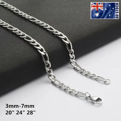 Wholesale 316L Stainless Steel Silver Curb Figaro Chain Necklace Mens & Womens • $6.95