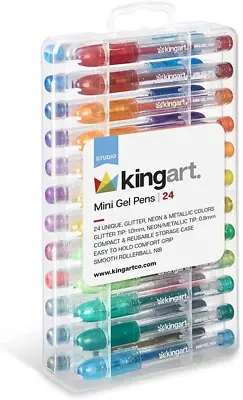 401-24 Mini Neon Metallic & Glitter Rollerball Gel Pens 24 Fun-Size Colors Gr • $22.49