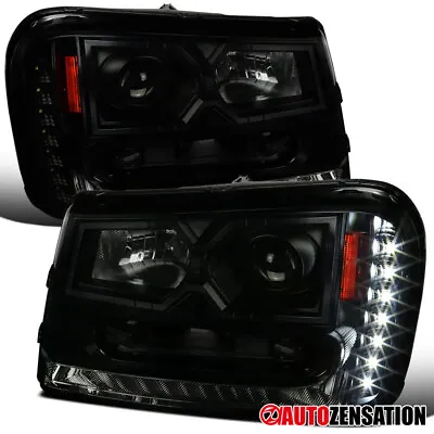 Fit 2002-2009 Chevy Trailblazer Smoke LED Strip Projector Headlights Headlamps • $174.99