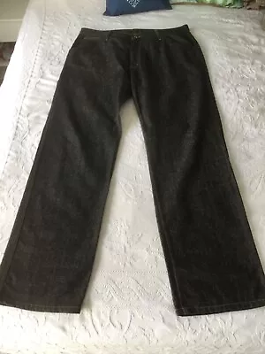 Vtg Ralph Lauren Polo Jeans Co Mens 38x36 Black Denim C-5 Carpenter W/Leather • $42