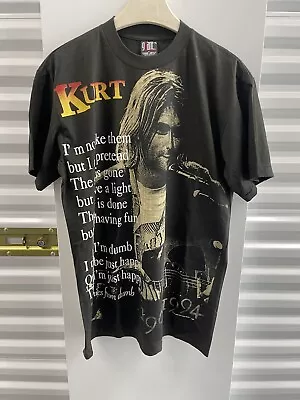 VTG 90s Nirvana Kurt Cobain AOP  Double T-Shirt Single Stitch Size XL • $299.99