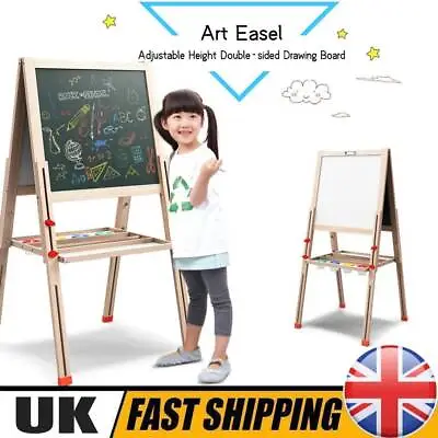 Kids Easel Study Play Double Sided Chalk Board Magnetic Writing Board Best Gift • £21.39