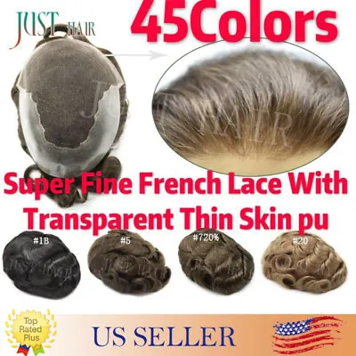 French Lace Front Bleached Men Toupee Hair Replacement System Poly Hairpiece Wig • $217.55