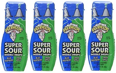 4x Warheads Super Sour Double Drops Blue Raspberry/Green Apple Liquid Candy 30ml • $16.93