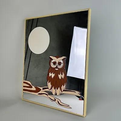 Vintage “A Sharon Art Concept” Mirror Owl Moon Art 1970 Mid Century MCM 20 X16  • $247