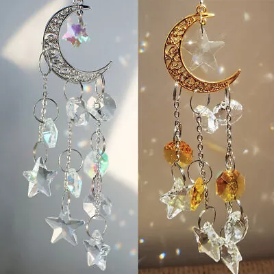 Moon Suncatcher Rainbow Maker Crystal Wind Chimes Sun Catcher Garden Decoration • £3.95