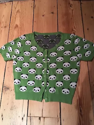 Cute Cropped Green Dangerfield Panda Cardigan Size M • £18