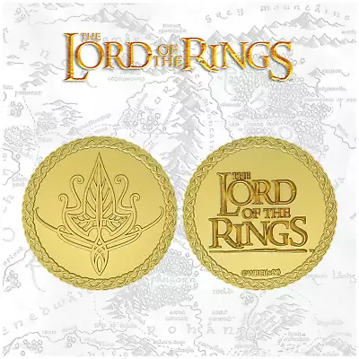 LIMITED EDITION Lord Of The Rings 24k Gold Plated ELVEN Medallion LOTR MAP • £19.99