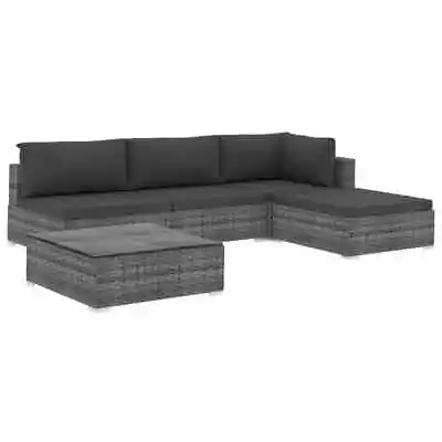 5-Piece Outdoor Sofa Set With Cushions Garden Patio Lounge Chairs Rattan Grey • $667.49