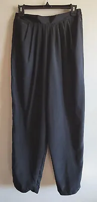 Vintage 80s Pants Size 10 Impression Of California Black Pleated Elastic Waist • $25