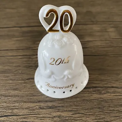 20th Wedding Anniversary Bell White Porcelain Decor Gold Accents Doves Pierced • £12.99