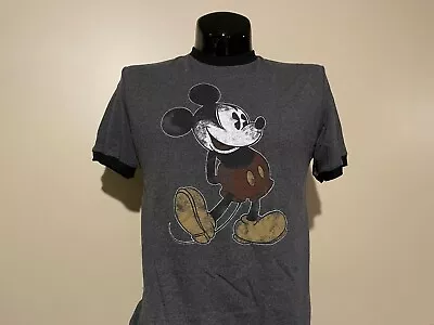 MICKEY MOUSE Classic Vintage Style Ringer T-shirt WALT DISNEY WORLD Adult Large • $14.99