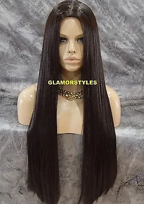 40  Full Wig Extra Long Straight Skin Hair Part Brown Hair Piece #4 Nwt • $59.95