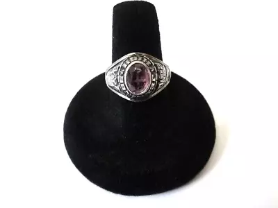 Vintage 1982 Jennings High School Ladies Silver Tone Purple Stone Class Ring S 8 • $49.85