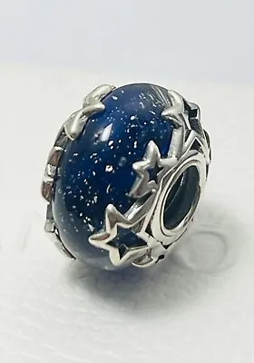 Galaxy Blue & Star Authentic Pandora Murano Glass Charm New Year Explore Space • $23.99