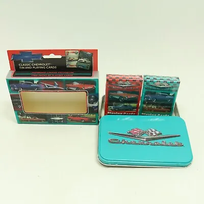 Classic Chevrolet Bicycle Double Deck Of Bridge Playing Cards W/ Metal Tin NEW • $14.95