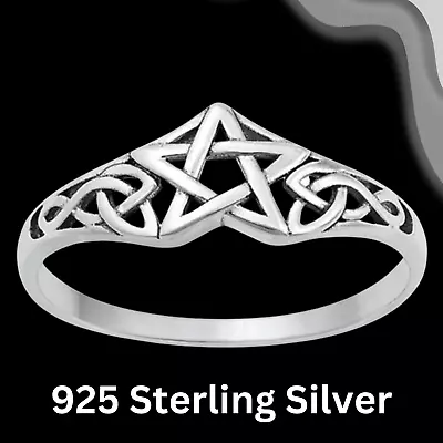 CELTIC PENTAGRAM ~ Ladies Genuine 925 STERLING SILVER RING ~ Size 6 7 8 9 10 • $17.95