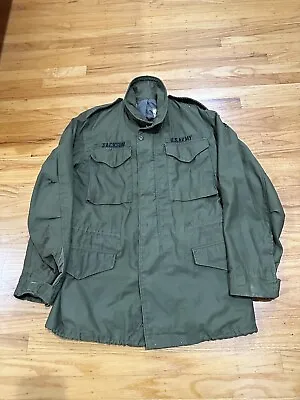 VTG M-65 OG-107 Military Field Jacket Coat Small USA Scovill Zip Hood Olive M65 • $139.95