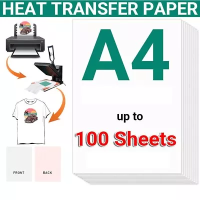 100PCS T-shirt A4 Iron On Heat Transfer Paper Inkjet Print Press Light US • $18.49