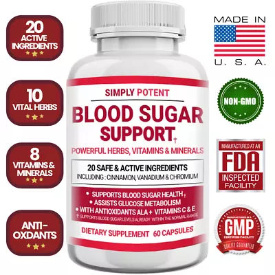 Blood Sugar Support Supplement 20 Herb/Vitamin Blend Glucose Balance & Control • $18.99