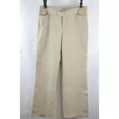 Merona Women's Linen Tan Beige Khaki Lined Pants Slacks Business Casual Size 12 • $12.95