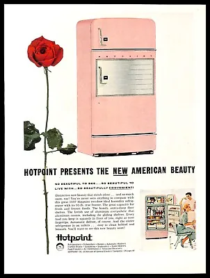 1957 Hotpoint Refrigerator Vintage PRINT AD Pink Fridge Appliance Kitchen Rose • $10.99