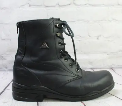 Mountain Horse Women's Black Leather Lace Up Back Zip Sports Boots Size 9 Wide • $63.75