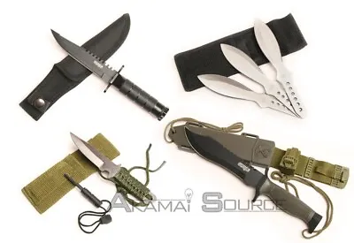 4pc Combo Knife Set Survival Hunting Throwing Knives Fire Starter Tool Doomsday • $49.95